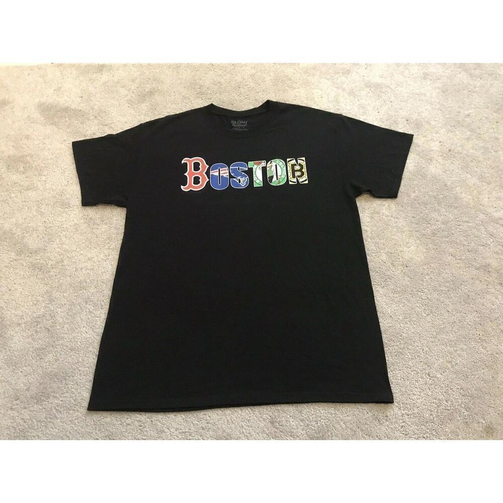 Boston Sports Mens T Shirt Celtics Bruins Patriots Black Active Athletic